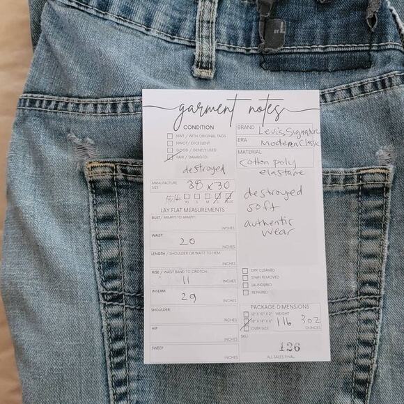 Levis Signature Destroyed Denim Jeans Authentic Wear 38X30 #126 - Picture 11 of 12